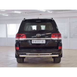 Защита заднего бампера двойная d76-42 мм из нержавеющей стали TOYOTA Land Cruiser 200 Executive (Тойота Ленд Крузер 200 Executive) с 2016 г.в.
