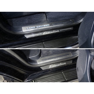 Накладки на пороги (лист шлифованный надпись Executive) TOYOTA Land Cruiser 200 Executive (Тойота Ленд Крузер 200 Executive)