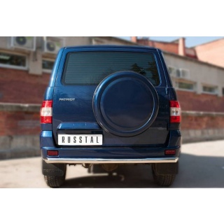 Защита заднего бампера из нержавеющей стали d63 мм УАЗ Патриот (UAZ Patriot) с 2014 года