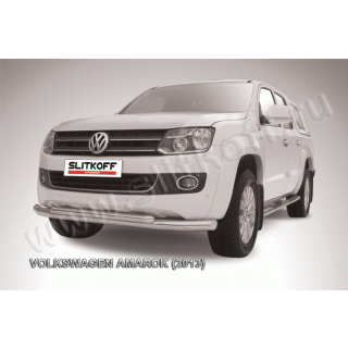 Защита переднего бампера двойная d76-57 мм VOLKSWAGEN Amarok (Фольксваген Амарок) 