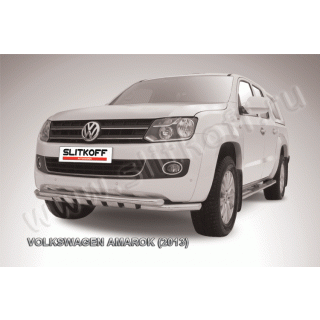 Защита переднего бампера двойная d57-57 мм с профильной ЗК VOLKSWAGEN Amarok (Фольксваген Амарок) 