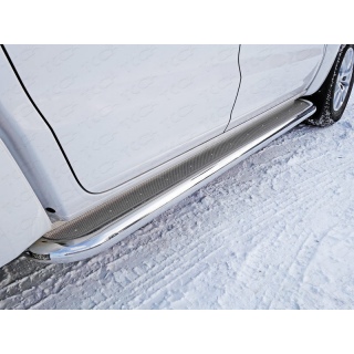 Пороги площадка с нержавеющим листом, d60 мм VOLKSWAGEN Amarok (Фольксваген Амарок) 2016 года