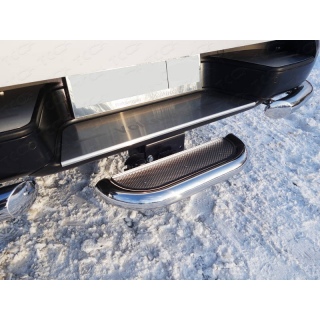 Задняя подножка с нержавеющим листом, d60,3 мм (под фаркоп) VOLKSWAGEN Amarok (Фольксваген Амарок) с 2016 года