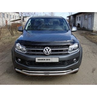 Защита переднего бампера из нержавеющей стали двойная d76-42 мм VOLKSWAGEN Amarok (Фольксваген Амарок) с 2010 года