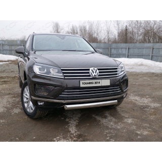 Защита переднего бампера овальная d75х42 мм VOLKSWAGEN Touareg (Фольксваген Туарег) с 2014 года