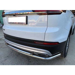 Защита заднего бампера двойная с загибами из нержавеющей стали d60-42 мм BELGEE X70