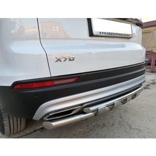 Защита заднего бампера двойная из нержавеющей стали с перемычками d60-42 мм BELGEE X70