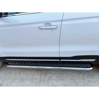 Пороги площадкой нержавеющая сталь, d42 мм с алюминиевым листом BELGEE X70