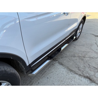 Пороги труба нержавеющая сталь d76 мм с пластиковыми накладками BELGEE X70