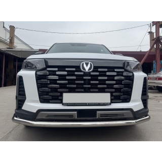 Защита переднего бампера с подгибами d60 мм из нержавеющей стали CHANGAN CS95 (ЧАНГАН CS95)