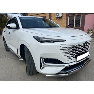 Защита переднего бампера двойная d60-42 мм из нержавеющей стали CHANGAN UNI-K (ЧАНГАН ЮниК)