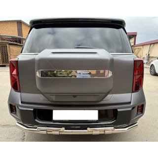 Защита заднего бампера двойная из нержавеющей стали с перемычками d60-42 мм GAC GS8 2025- (комплектация Traveller)