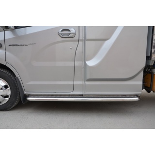 Пороги площадкой из нержавеющей стали, d42 мм с алюминиевым листом ГАЗель NEXT с 2014 года