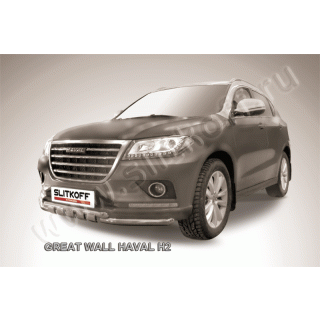 Защита переднего бампера двойная с зубьями d57-57 мм HAVAL H2 (Хавал Н2)