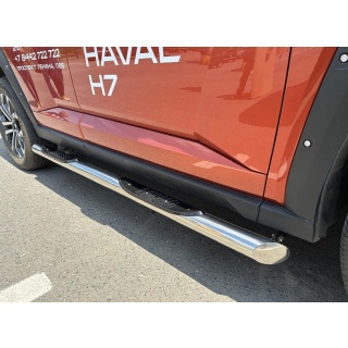 Пороги труба из нержавеющей стали с пл.накладками d76 мм HAVAL H7