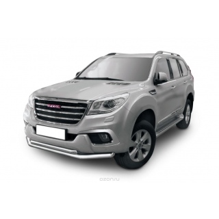 Защита переднего бампера двойная d76-57 мм HAVAL H9 (Хавал Н9)
