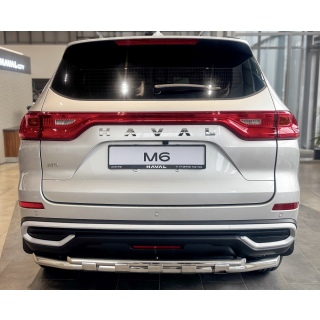 Защита заднего бампера двойная с перемычками d60-42 мм HAVAL М6