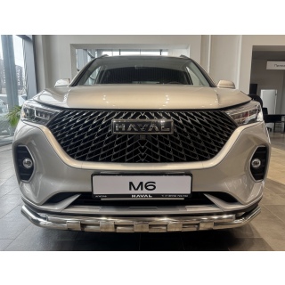 Защита переднего бампера двойная с перемычками d60-42 мм HAVAL М6