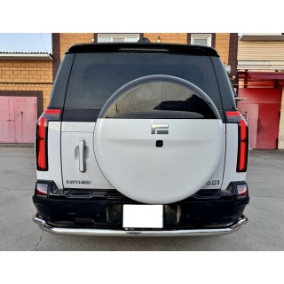 Защита заднего бампера двойная с загибами из нержавеющей стали d60-42 мм ROX 01