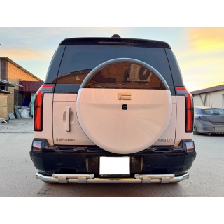 Защита заднего бампера двойная из нержавеющей стали с перемычками d60-42 мм ROX 01