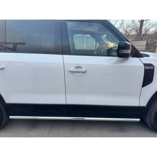 Защита штатного порога нержавеющая сталь d60 мм ROX 01