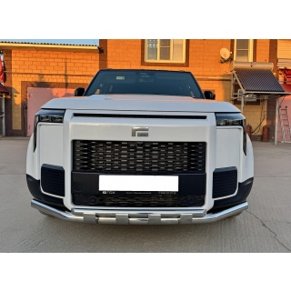 Защита переднего бампера двойная из нержавеющей стали с перемычками d60-42 мм ROX 01