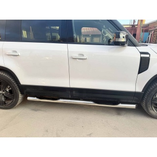 Пороги труба нержавеющая сталь d76 мм с пластиковыми накладками ROX 01