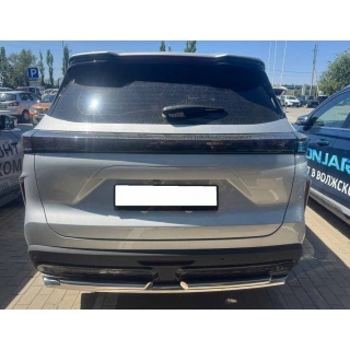 Защита заднего бампера двойная из нержавеющей стали d60-42 мм TENET T7